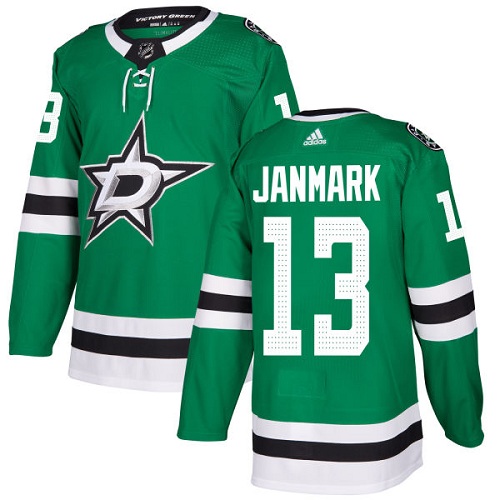 Adidas Men Dallas Stars 13 Mattias Janmark Green Home Authentic Stitched NHL Jersey